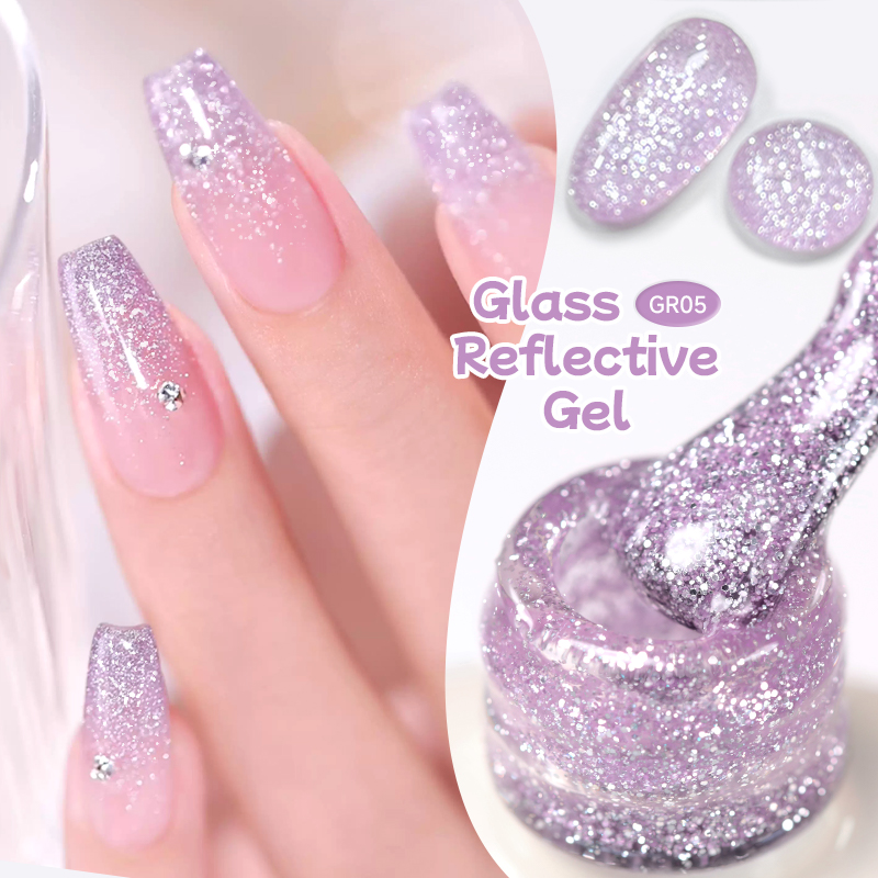 Resin Art Purple - ยูอาร์ ซูกเกอร์ เจลทาเล็บสีม่วงกลิตเตอร์ 15 มล. เจลสะท้อนแสงแบบกึ่งถาวร