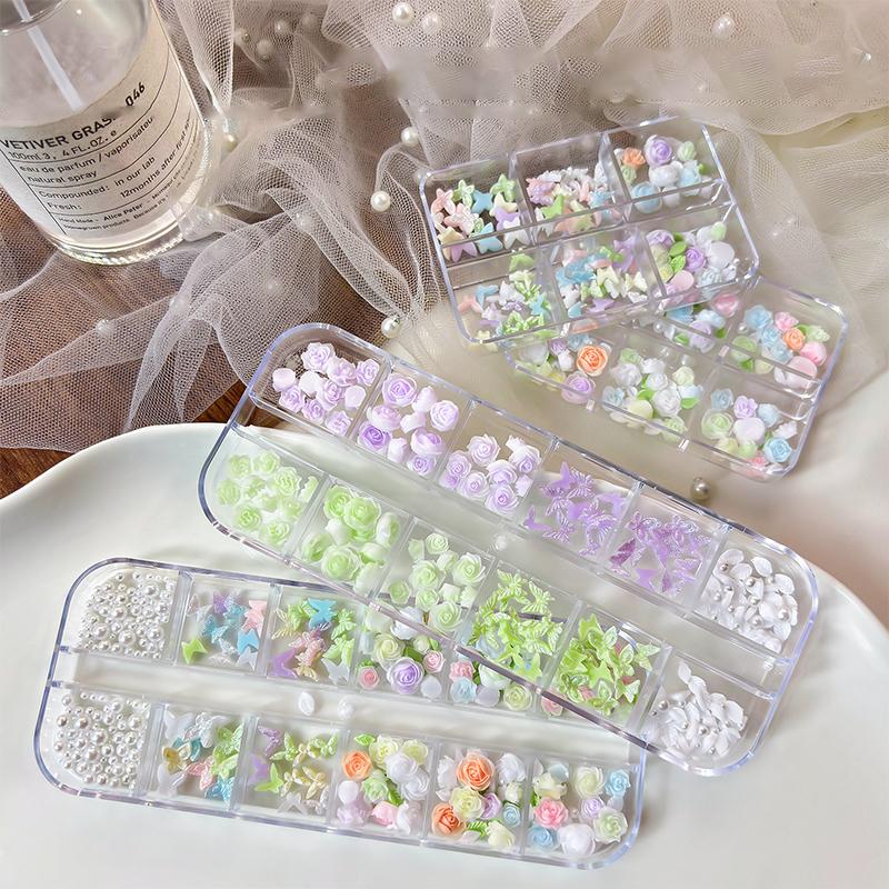 Resin Art Using Flowers - ชุดตกแต่งเล็บ 3 มิติ 6 12 ช่อง