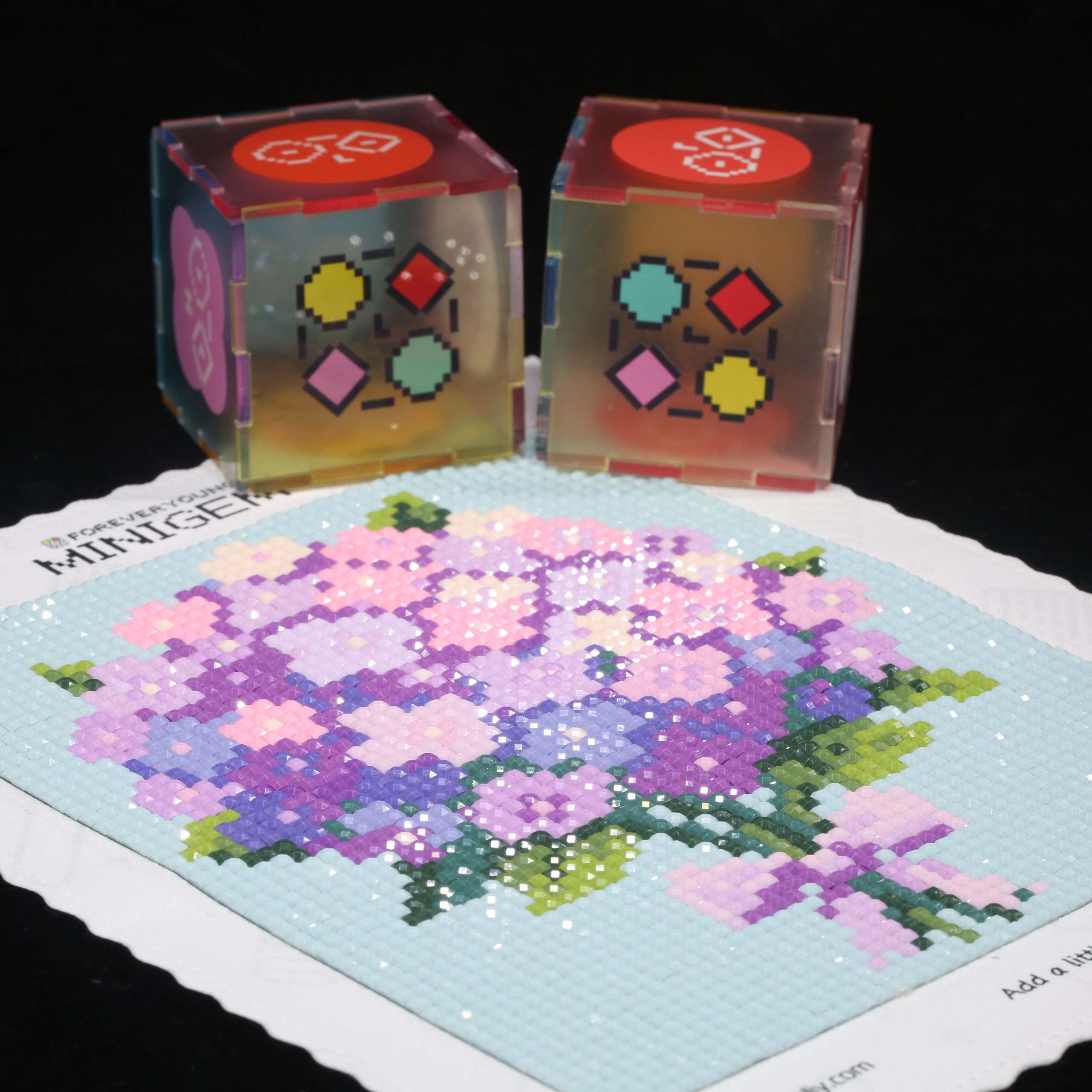Resin Art Purple - มินิเจม ® ชุดภาพวาดเพชร 5D ดอกไฮเดรนเยียสีม่วง, ดอกสว่านเรซินทรงสี่เหลี่ยมขนาด