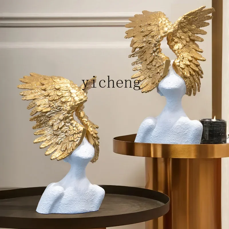 Resin Art Home Decor - ของตกแต่งรูปปีกนางฟ้าสไตล์โมเดิร์นเรียบหรู สำหรับห้องนั่งเล่น ทางเข้าบ้าน ของตกแต่งบ้าน ของตกแต่งสวนขนาดเล็ก