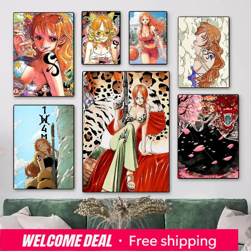 Resin Art Wall Decor - 2026 1 ชิ้นอะนิเมะตัวละครนามิ มังงะ วันพีชโปสเตอร์พิมพ์ HD