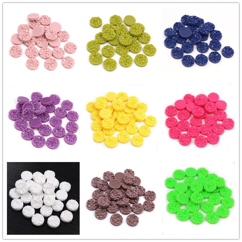 Resin Art Calligraphy - 40pcs เรซิ่น Druzy Cabochons โดม 8/10/12