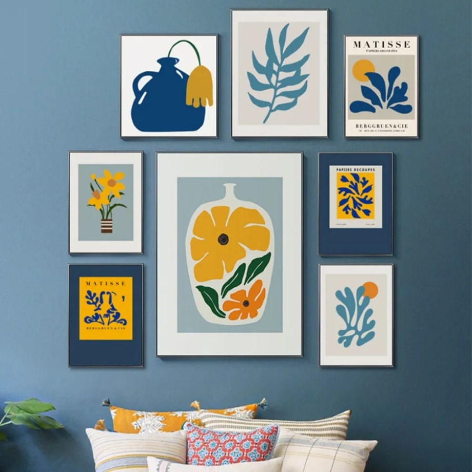 Resin Art Wall Decor - แอนรี มาติส ปิกัสโซโปสเตอร์พิมพ์ลายตลาดดอกไม้ศิลปะบนผนังภาพวาดเพชรแบบนามธรรมภาพนอร์ดิกสำหรับห้องนั่งเล่นตกแต่งบ้าน