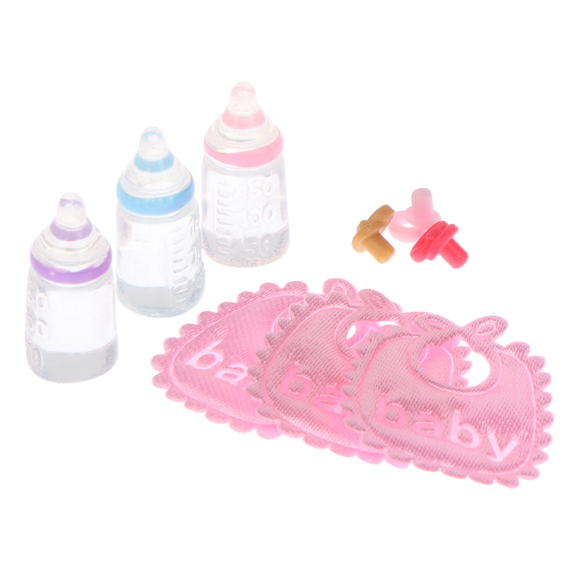 Resin Art Baby - 3ชิ้นบ้านตุ๊กตา1:12ขวดนมขนาดเล็กชุดจุกนมเด็กของขวัญอุปกรณ์เสริมสำหรับสถานรับเลี้ยงเด็ก