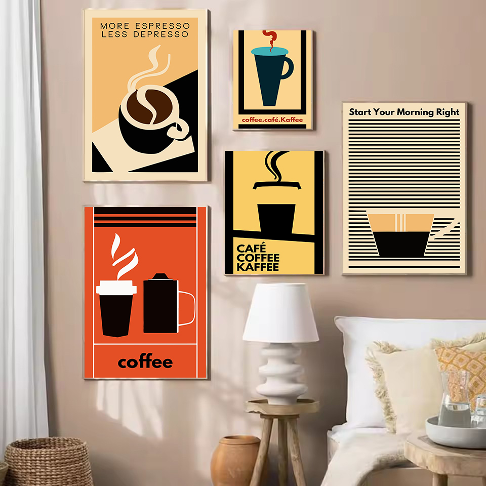 Resin Art Quote - คำคมตลกๆ สไตล์เรโทรมินิมอลเกี่ยวกับกาแฟ โปสเตอร์ตกแต่งครัวลายเอสเพรสโซ พิมพ์ลายเพชร ภาพศิลปะติดผนัง ตกแต่งบ้าน