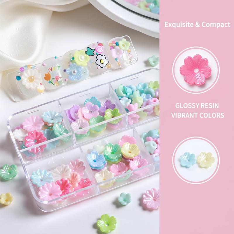 Resin Art Using Flowers - ชุดตกแต่งเล็บเรซินลายดอกไม้ขนาดเล็ก 6 ชิ้น ดีไซน์พกพา สำหรับตกแต่งเล็บ DIY