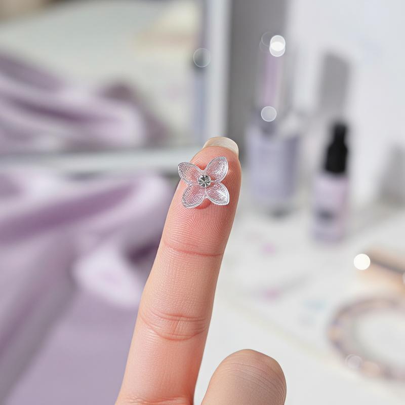Resin Art Using Flowers - ของตกแต่งเล็บลายดอกไม้ผีเสื้อ 3D ประดับเพชร 30 ชิ้น พร้อมกลิตเตอร์เรซิน