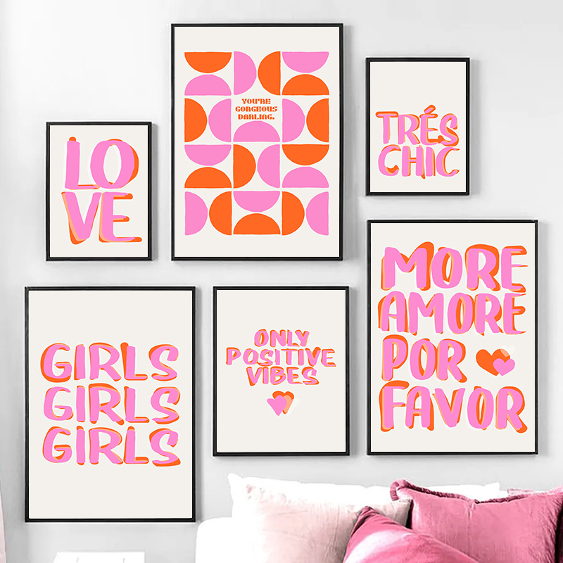 Resin Art Quote - โปสเตอร์คำคมสร้างแรงบันดาลใจสีชมพูสำหรับสาวๆ สไตล์นอร์ดิก ภาพพิมพ์เพชร ภาพศิลปะนามธรรมติดผนัง สำหรับตกแต่งห้องและบ้าน