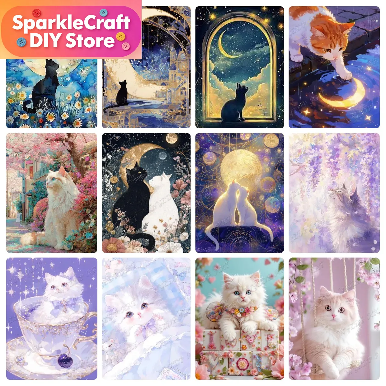 ชุดภาพวาดเพชร 5 มิติ ลายแมว ดว - Resin Art Home Decor บทวิจารณ์และราคา
