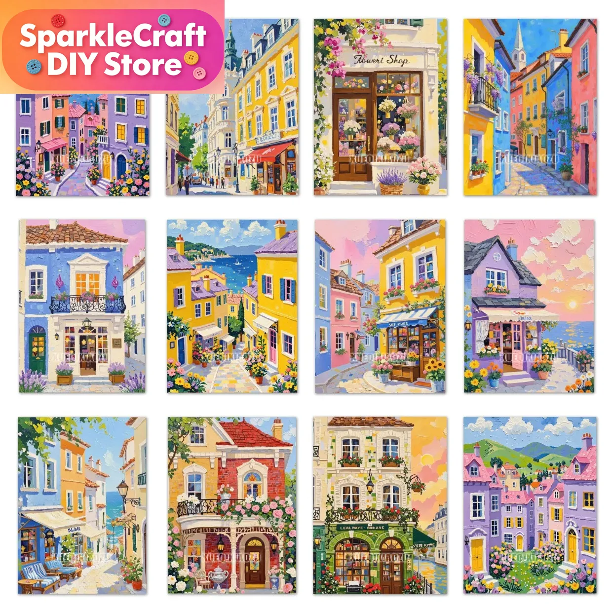 การ์ตูนเทพนิยายโลกเมืองสีสันสด - Resin Art Home Decor บทวิจารณ์และราคา
