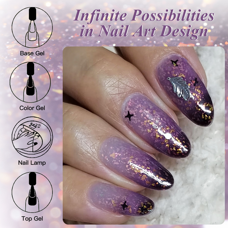 เจลทาเล็บกลิตเตอร์เปลี่ยนสี 7  - Resin Art Purple บทวิจารณ์และราคา