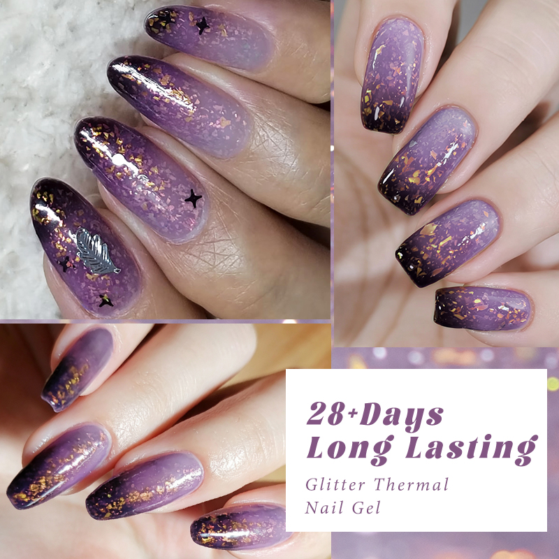 เจลทาเล็บกลิตเตอร์เปลี่ยนสี 7  - Resin Art Purple บทวิจารณ์และราคา